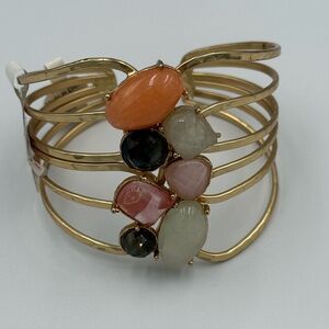 Gold Multi-Stone Cuff Bracelet
